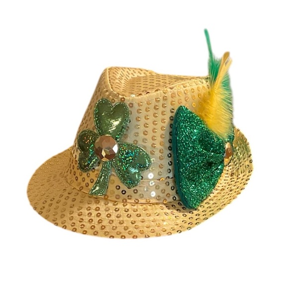 St. Patrick’s Day Gold Sequined Fedora Hat - Picture 2 of 6